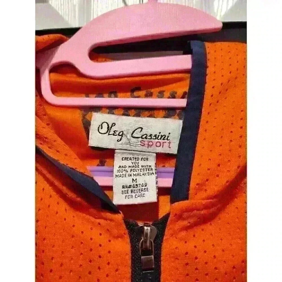 Oleg Cassini Womens Size MEDIUM Tracksuit Orange/Blue Full ZIP JACKET/PANTS - Picture 3 of 16